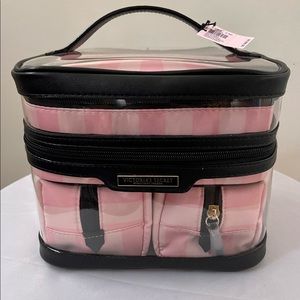 Victoria’s Secret 4-in-1 Train Case, Clear/Black Trim/Pink